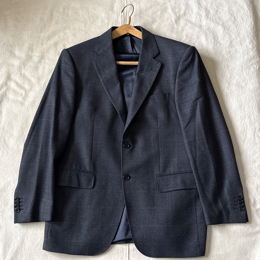 Barneys New York Gray Plaid Super 120s Wool Blazer 38s Fits 42 Made in Italy